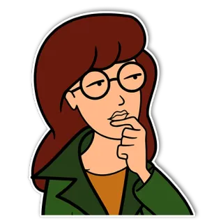 🤔 af54085c Daria Kartun, Daria, Sarkastik, Berpikir, Kacamata telegram sticker