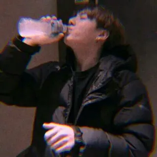 🦋 416449dc minuman, jaket, musim dingin, botol, air telegram sticker