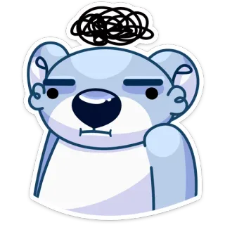 🤯 3e44436a confuso, pensando, urso, expressão, desenho animado telegram sticker
