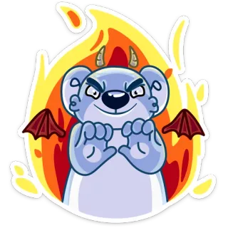 😡 75392fed demônio, diabo, desenho animado, coala, fogo, mal telegram sticker