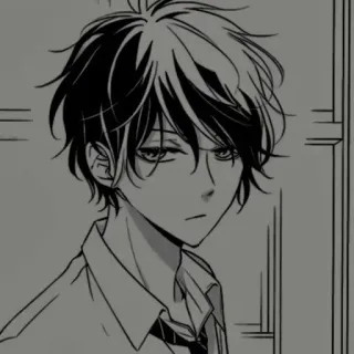 🖇 2862fe47 动漫, 漫画, 男孩, 学生, 黑白 telegram sticker