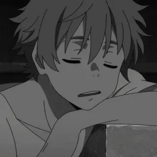 🖇 5b722509 动漫, 男孩, 困, 单色 telegram sticker