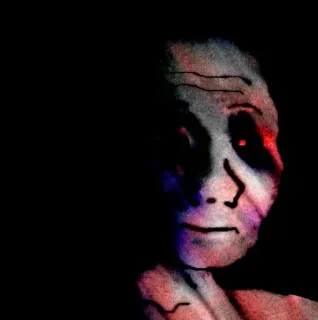 🕸 0225e473 Meme, düster, gruselig, Gesicht, verzerrt, unheimlich, Horror, digitale Kunst telegram sticker