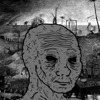 🕸 7d171dd4 Wojak, düster, dystopisch, Depression, Traurigkeit, Schwarzweiß, Meme telegram sticker