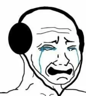 🕸 ab7a7e00 weinen, traurig, kopfhörer, meme, ausdruck, emotional telegram sticker
