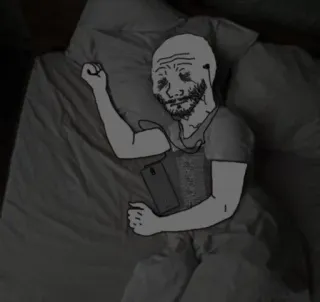 🕸 db6e8f29 Meme, Wojak, Bett, Schlafen, Traurig, Einsam telegram sticker