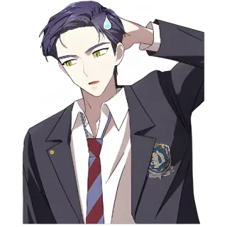 😓 415d33df Anime, Ragazzo, Uniforme scolastica, Confuso, Goccia di sudore, Personaggio whatsapp sticker