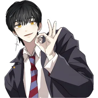 👌 997fb811 Anime, Personaggio, Cartone animato, Giovane uomo, Completo, Cravatta whatsapp sticker