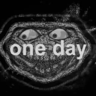 ⬛️ 7c7506ec one day 梗, 眼睛, 文字, 黑白 whatsapp sticker
