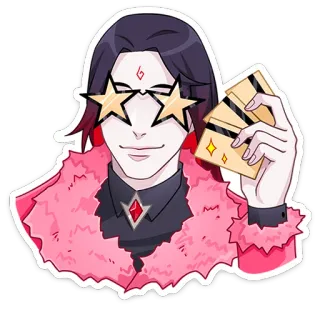 😎 906bb056 mann, sternbrille, rosa, karte, lächelnd telegram sticker