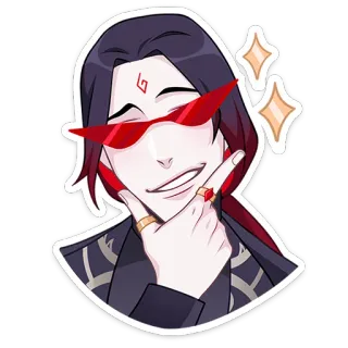 😎 cbacf457 Mann, Sonnenbrille, Cartoon, Cool, Anime, Figur, Rot telegram sticker