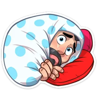😢 133907d0 character, cartoon, worried, hiding, blanket, scared, anxious telegram sticker