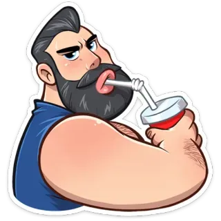 😡 2370d408 man, cartoon, drink, bearded man, beverage, illustration telegram sticker