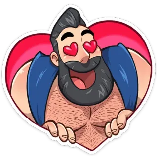 😍 cf665c7b man, love, heart, beard, cartoon telegram sticker