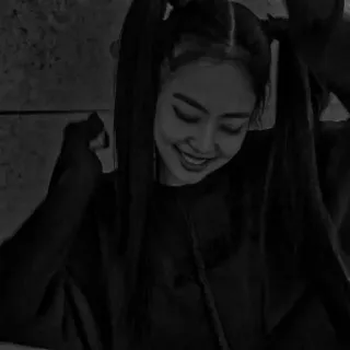 ♟️ 98d50381 woman, pigtails, black and white, portrait, smile, girl whatsapp sticker