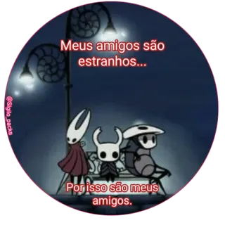 👥 e4b2d4c2 Meus amigos são estranhos... Por isso são meus amigos. amici, strano, carino, personaggi, amicizia, cartoni animati whatsapp sticker