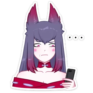 😐 5d2cedf1 ... anime, fox girl, phone, ..., exasperated, mauve, purple telegram sticker