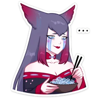 🧊 f2800f86 ... anime, girl, eating, fox girl, expression, kawaii, cartoon, cute telegram sticker