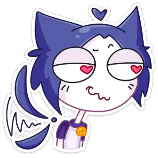 😍 3acd47c8 gatto, anime, carino, occhi a cuore, cartone animato, viola telegram sticker
