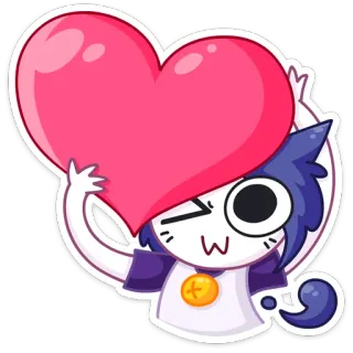 ❤️ 64c8533c gatto, cuore, amore, occhiolino, carino, cartone animato telegram sticker