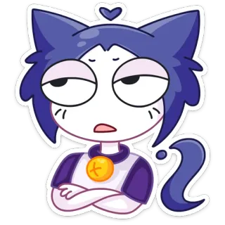 😕 6e3195ea gatto, cartone animato, animale, carino, viola, divertente telegram sticker