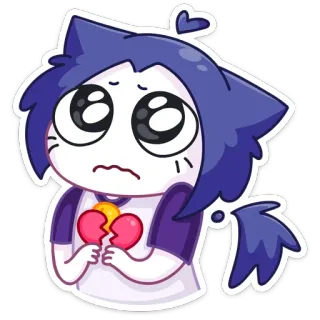 💔 cbf5da75 gatto, cuore spezzato, triste, piangere, cartone animato telegram sticker