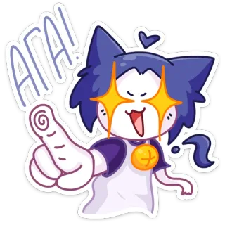 👍 d51df8b1 Aha! gatto, felice, cartone animato, che indica, eccitato telegram sticker