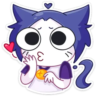 😘 e6ada34f gatto, anime, cartone animato, carino, bacio, cuore telegram sticker