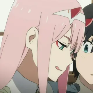 📎 1768c6d8 Zero Two Darling in the Franxx Anime, Zero Two, Darling in the Franxx, Tóc hồng, Cô gái anime telegram sticker