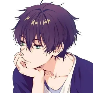 📎 315eea1d Anime, Con trai, Tóc tím, Mắt xanh lá, Hình minh họa, Manga telegram sticker
