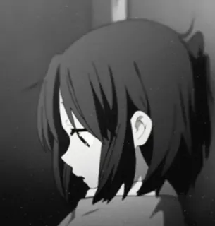 📎 cbf8c7ba Anime, Cô gái, Buồn, Đơn sắc, Chân dung telegram sticker