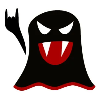 🤘 75fd5bf5 ghost, rock on, devil horns, halloween, monster, spooky, cartoon telegram sticker