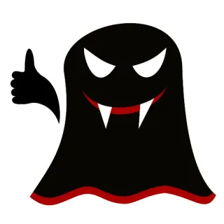 👍 ba568189 ghost, halloween, spooky, monster, cartoon, thumb up, smiling telegram sticker