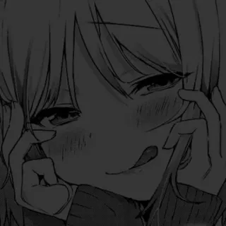 🖤 5d60ed96 anime, girl, expression, face, monochrome telegram sticker