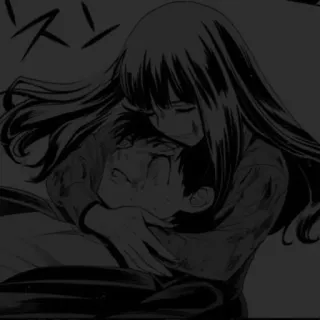 🖤 93280eb9 anime, manga, hug, couple, emotional, sad telegram sticker