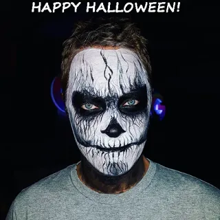 😡 7492de4a HAPPY HALLOWEEN! ฮาโลวีน, หัวกะโหลก, แต่งหน้า, วันหยุด, ชุด, งานเฉลิมฉลอง, ปาร์ตี้ telegram sticker