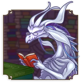 🤓 291353cf drago, lettura, fantasy, libri, occhiali, biblioteca telegram sticker