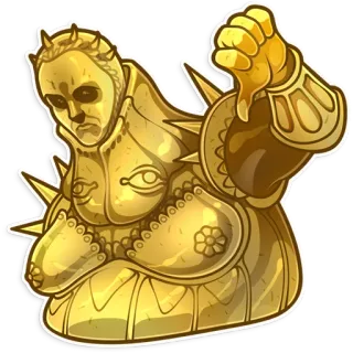👎 7bfc1268 statua dorata, pollice verso, negativo, non mi piace, armatura, guerriero telegram sticker