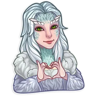 🥰 e4765edc Fantasy, Elfo, Personaggio, Capelli Bianchi, Occhi Verdi, Cuore, Amore telegram sticker