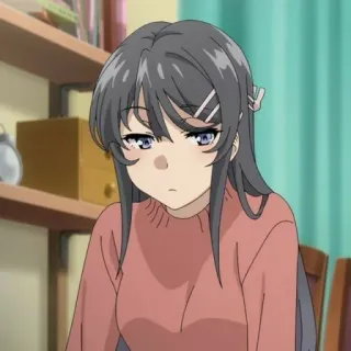 🦋 83af2dc0 Mai Sakurajima Rascal Does Not Dream of Bunny Girl Senpai Anime, Ragazza, Studentessa, Sakurajima Mai, carina, giapponese, Cartone animato whatsapp sticker