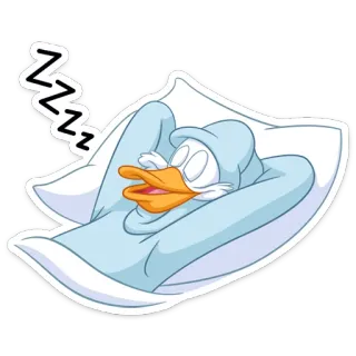 😴 1981fe09 Donald Duck 唐老鸭, 睡觉, 卡通, 鸭子, 枕头, 困, 迪士尼, zzz telegram sticker
