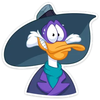😬 38886246 Darkwing Duck 卡通, 鸭子, 紫色, 帽子, 角色 telegram sticker