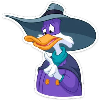 😧 da90fb33 Darkwing Duck 卡通, 鸭子, 角色, 动画, 帽子, 迪士尼, 紫色 telegram sticker