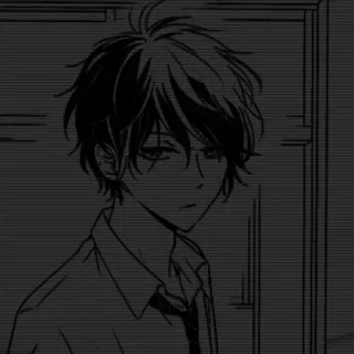 ◼️ 3cfa268c Anime, Jongen, Manga, Personage, Zwart-wit whatsapp sticker