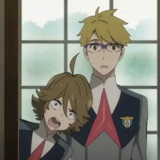 🍓 10bf87e0 Darling in the Franxx anime, darling in the franxx, glasses, uniform, shocked, franxx telegram sticker