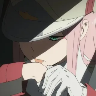 🕊 1533ec99 Zero Two Darling in the Franxx anime, Zero Two, Darling in the Franxx, pink hair, anime girl, character, fan art telegram sticker