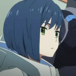 🕊 15be4513 Ichigo Darling in the Franxx anime, Ichigo, Darling in the Franxx, character, girl, blue hair telegram sticker