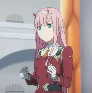 🍓 ba7d236a Zero Two Darling in the Franxx anime, zero two, darling in the franxx, cartoon, illustration, manga telegram sticker