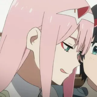 🕊 c1617636 Zero Two Darling in the Franxx anime, zero two, darling in the franxx, pink hair, character, girl, franxx telegram sticker