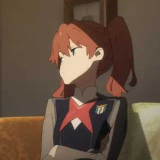 🕊 e70847e0 anime girl, ponytail, scowling, cartoon, character telegram sticker